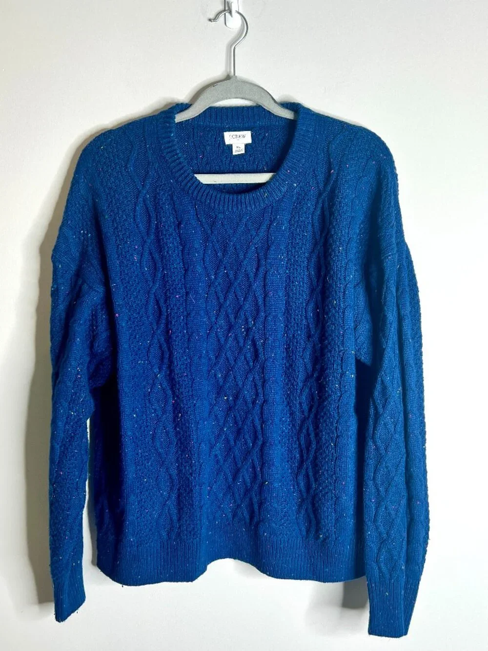 J. Crew Donegal Cable-Knit Crewneck Sweater Fisherman Sweater Cottagecore Sz XL